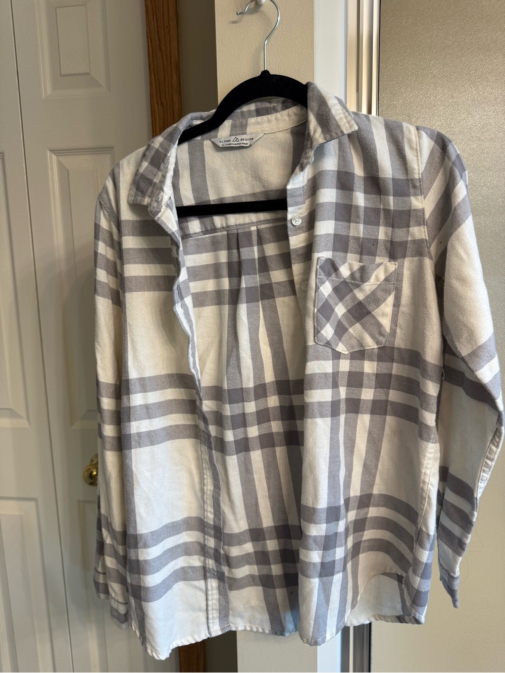 Alpine Gray and White Plaid Button-Down Shirt